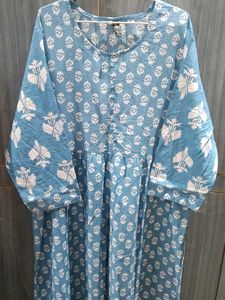 Blue Floral Print Midi  Pant Dress