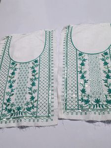 Combo Of 2 Neck Embroidery Patches White RamaGreen