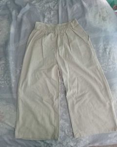Beige Wide Leg Pants