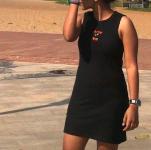 Forever 21 Black Bodycon Cherry Dress