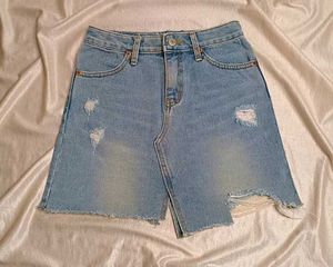 Distressed Denim Mini Skirt