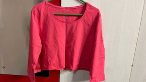 Pink Long Sleeve Crop Top