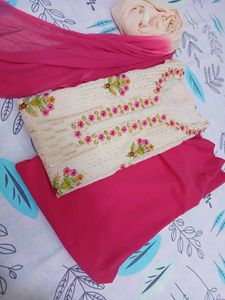 Beautiful Peach Magenta Suit Set