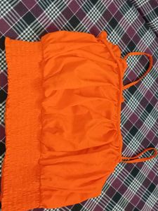 Orange Ruched Crop Top