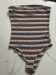 Striped tube body suit