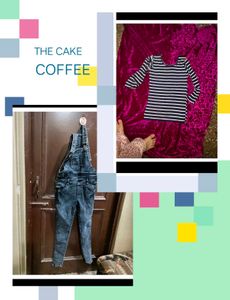 Denim Overalls T Shirt Set