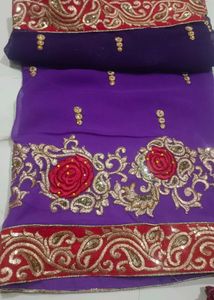 Elegant Purple Embroidered Saree