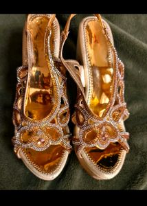 👠BRIDAL GOLDEN  Sandals AMAZING STONED NEW❗💛