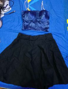 Blue Corset &amp; Black Skirt
