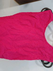 Pink Textured Sleeveless Top L