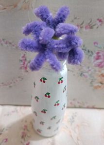 Cherry Vase with Purple Flowers