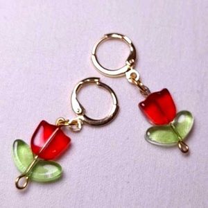 Red Tulip Earrings