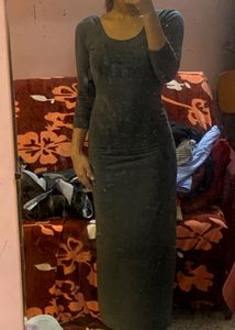 Gray Long Sleeve Maxi Dress