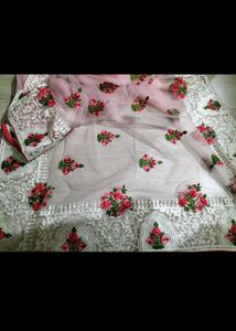 Elegant Pink Net Saree