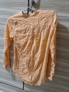 Peach Embroidered Button-Up Shirt