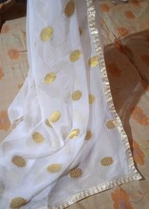 Golden Zari Chiffon Dupatta
