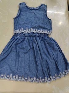 A stylish mini denim blue dress for women and girl