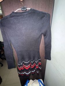 Chic Black Knit Cardigan Dress