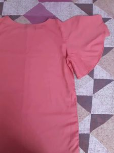 Pink Color Butterfly Sleeve Top