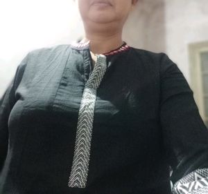 A-line Black Cotton Long Kurti
