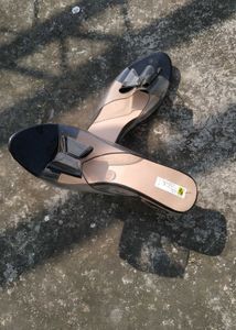 Transparent black Bow heels