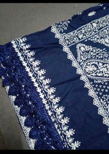 pakistani printed blue dress