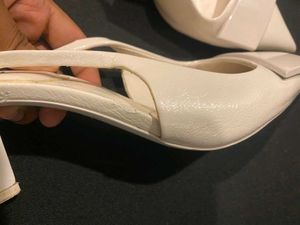 Zara white heeled slingback shoes