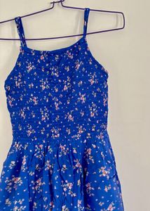 Blue Floral Smocked Sundress