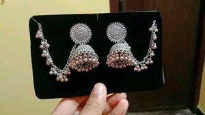 Silver Jhumka Earring with Chain
