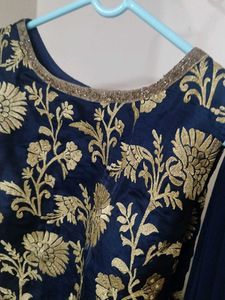 Elegant Navy Blue Kurta Set,patiala and dupat