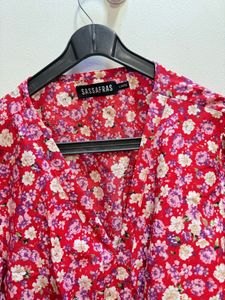 Beautiful Cutout Floral Red Dress