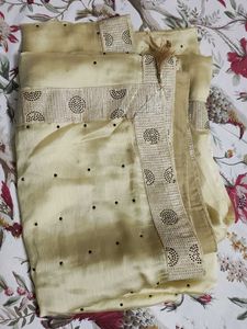 Beautiful Lemon Colour Saree Without Blouse Piece.
