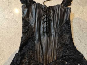 Black Leather Nd Lace Gothic Corset Top