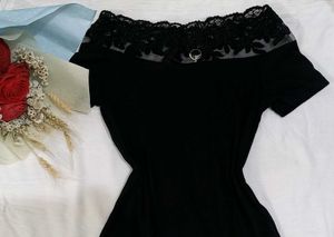 Black Lace Off-the-Shoulder Top
