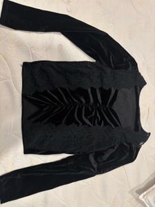 Black Velvet Top with Square and Sweetheart Neck