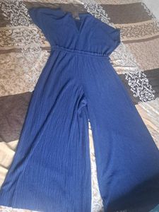 Blue Ribbed Jumpsuit