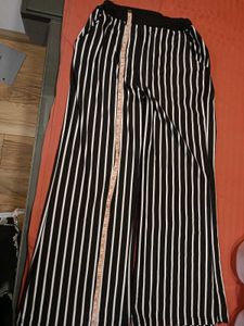 Black &amp; White Vertical Stripes Palazzo Pants