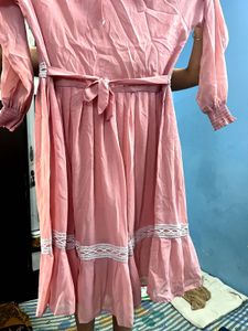 Pink Lace Trim Dress