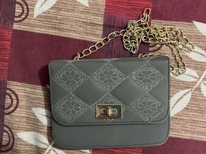 Gray Quilted Crossbody Bag