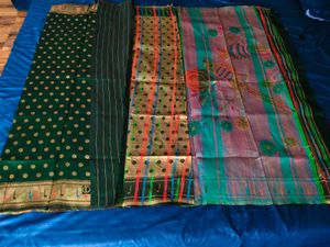 Dark green paithani saree