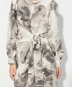 Marble Belted A-Line Dress