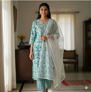 new  Cotton kurta set with dupatta