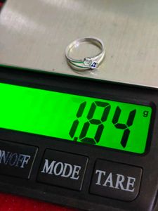 Pure Silver Ring in white and blue diamond