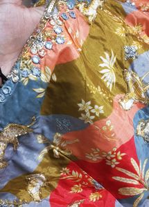 Handwork Heavy Floral Gown With Belt