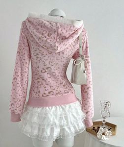 Pink Leopard Print Hoodie