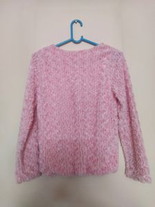 Cute Light Pink Furr Top With Shine Glitter