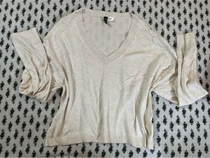 Beige V-Neck Top