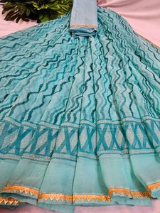 Elegant Blue Printed Saree