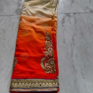 Elegant Orange Ombre Saree