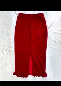 Red Ruffled Hem Skirt